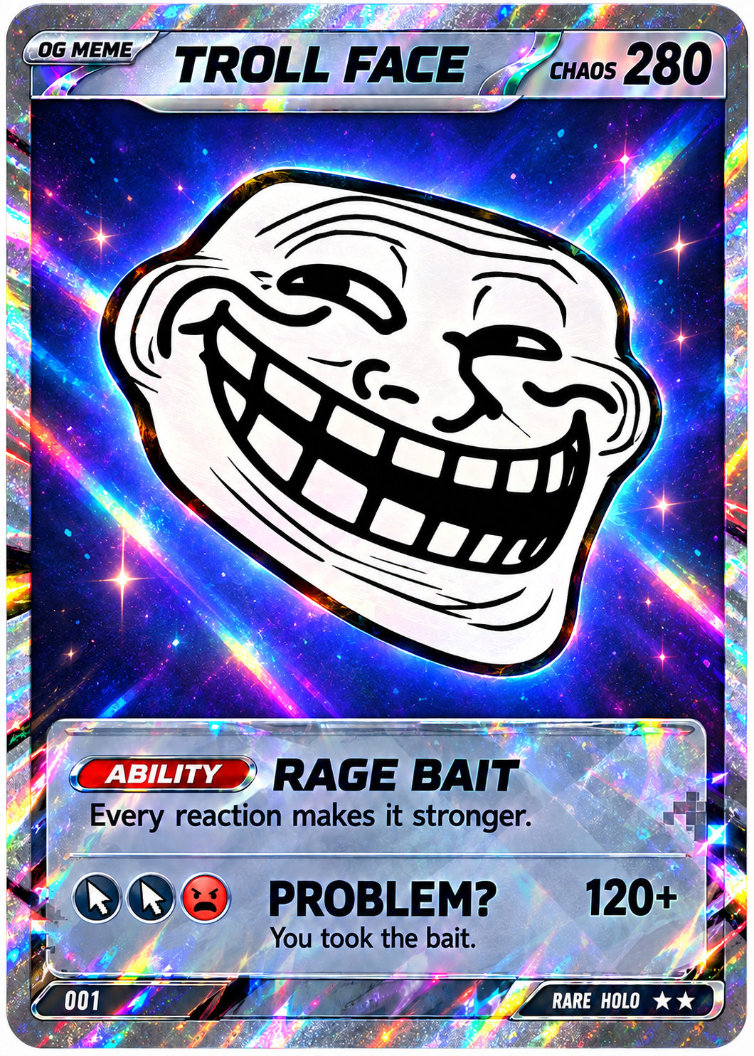 Troll Face holographic card